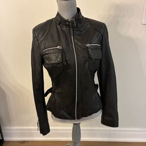 Black Women's Leather Motorcycle Jacket